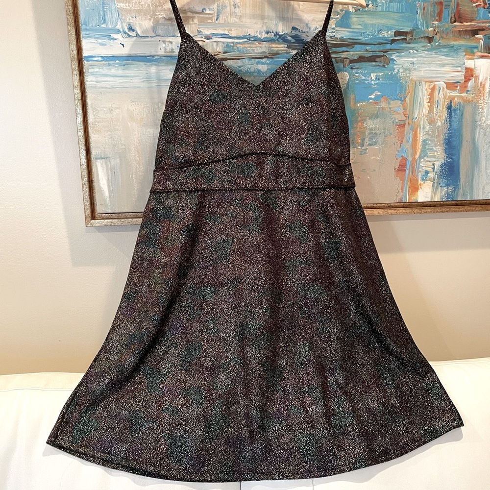 NWT 1X Monteau metallic skater party dress multi color midnight starry nights